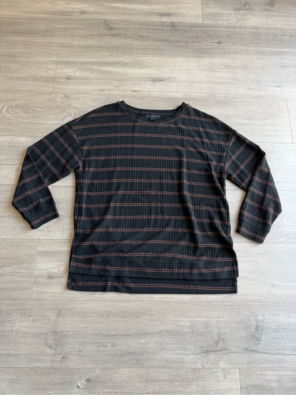 Sanctuary Slow Time Waffle knit tunic - black with brown strips - size medium